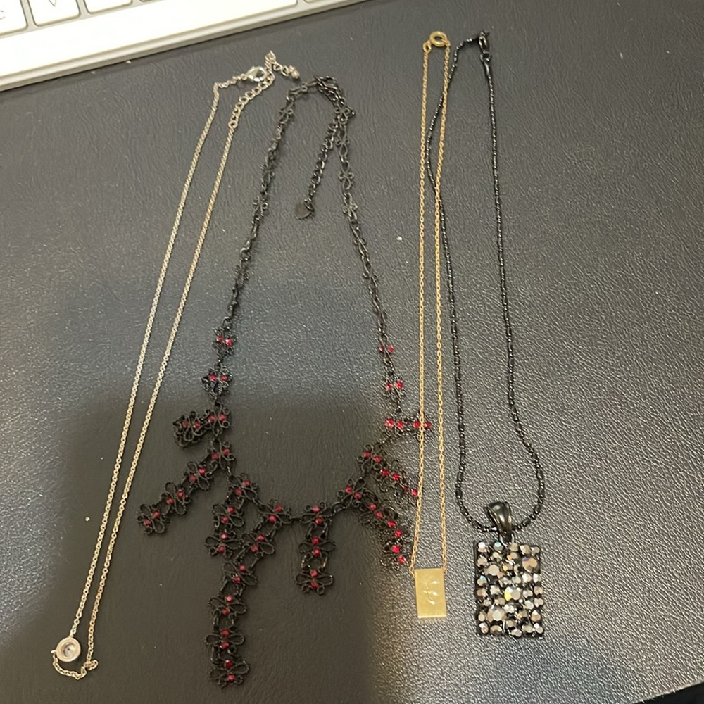 Set of 4 Necklaces – Mixed Styles: Pendant, Gothic, CZ, Initial